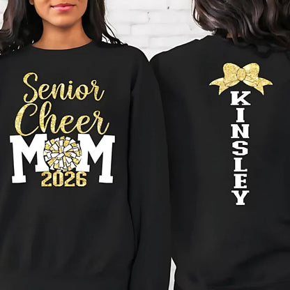 Custom Glitter Senior Cheer Mom Sweatshirts 2026, Custom Senior Mom Cheer Sweatshirts 2D0039