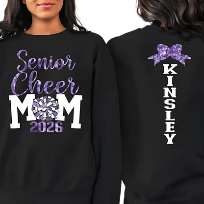 Custom Glitter Senior Cheer Mom Sweatshirts 2026, Custom Senior Mom Cheer Sweatshirts 2D0039