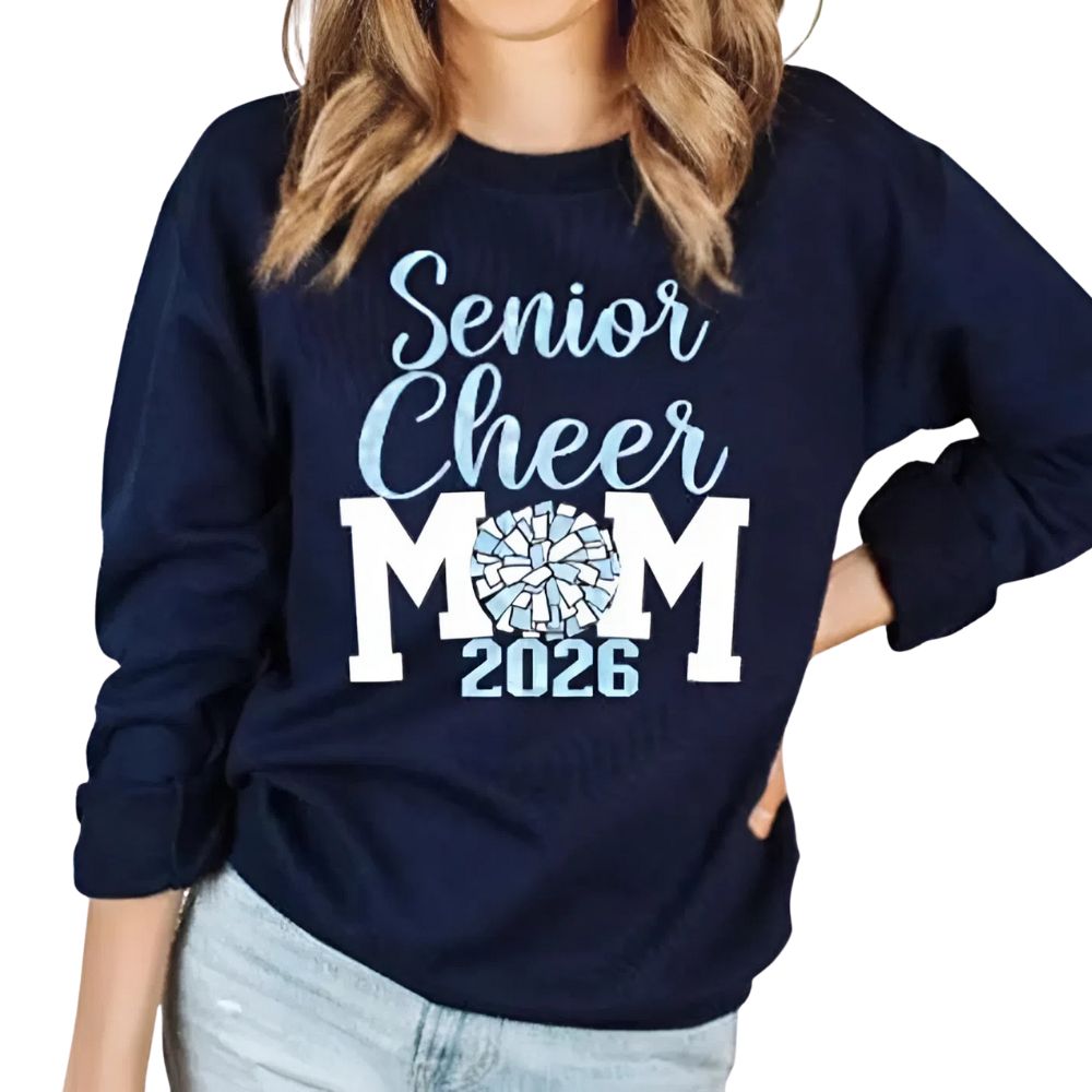 Custom Glitter Senior Cheer Mom Sweatshirts 2026, Custom Senior Mom Cheer Sweatshirts 2D0039