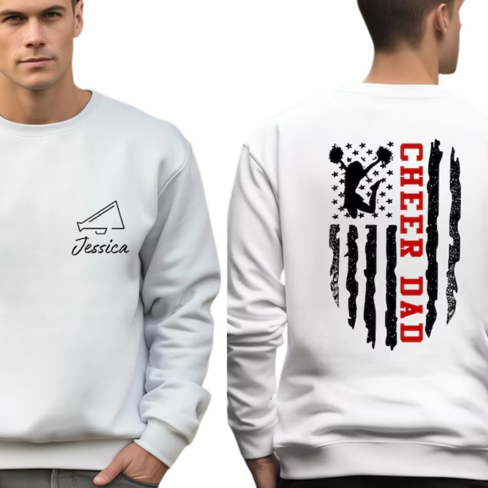 Custom Patriotic Cheer Dad Sweatshirts For Men, Custom Cheer Dad Sweatshirts 2D0042