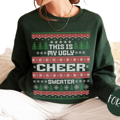 This Is My Ugly Cheer Sweater Christmas Sweatshirt, Cheerleading Christmas Sweatshirt 2D0043