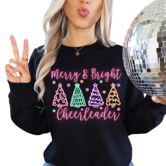 Merry & Bright Cheerleader Sweatshirt For Women, Christmas Cheerleader Sweatshirt 2D0044
