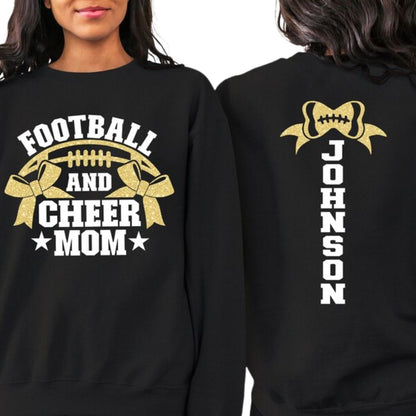 Custom Football And Glitter Cheer Mom Sweatshirt, Custom Cheer Football Mom Sweatshirt 2D0046