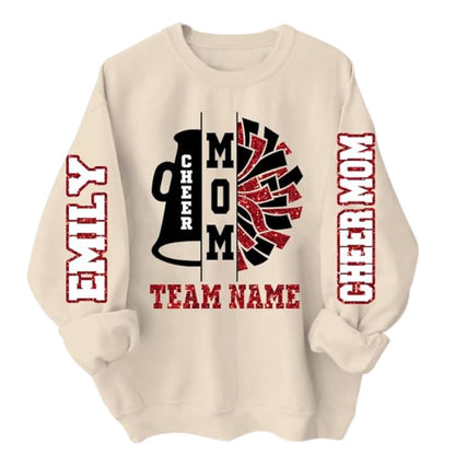 Custom Glitter Cheer Team Mom Sweatshirts Women, Custom Cheer Mom Sweatshirts 2D0049