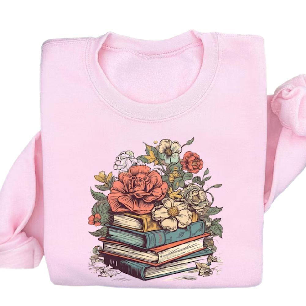 Floral Books Sweatshirts, Book Lover Sweatshirt, Reading Sweatshirt 2D0051