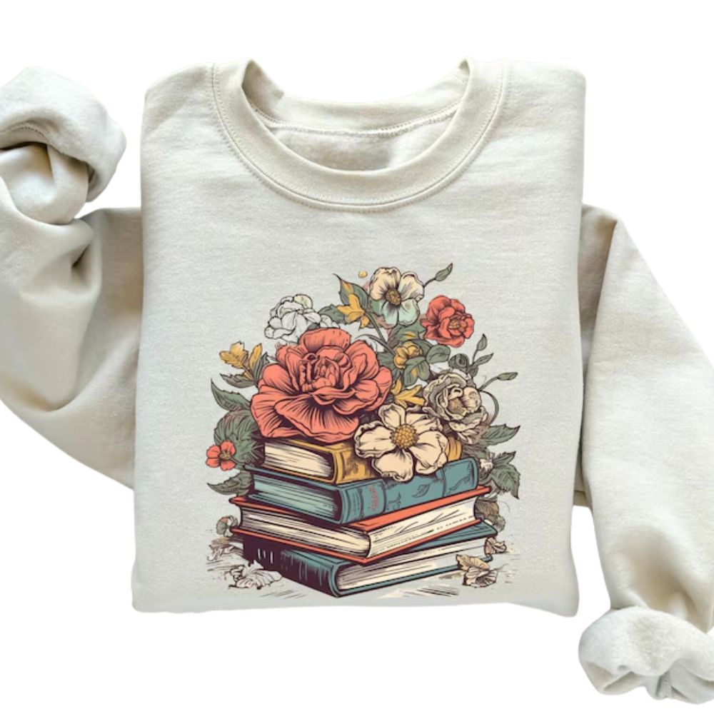 Floral Books Sweatshirts, Book Lover Sweatshirt, Reading Sweatshirt 2D0051