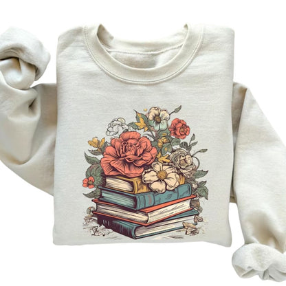 Floral Books Sweatshirts, Book Lover Sweatshirt, Reading Sweatshirt 2D0051