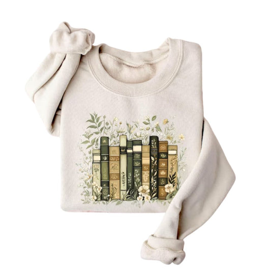 Floral Book Sweatshirt, Reading Book Lover Sweatshirt 2D0053