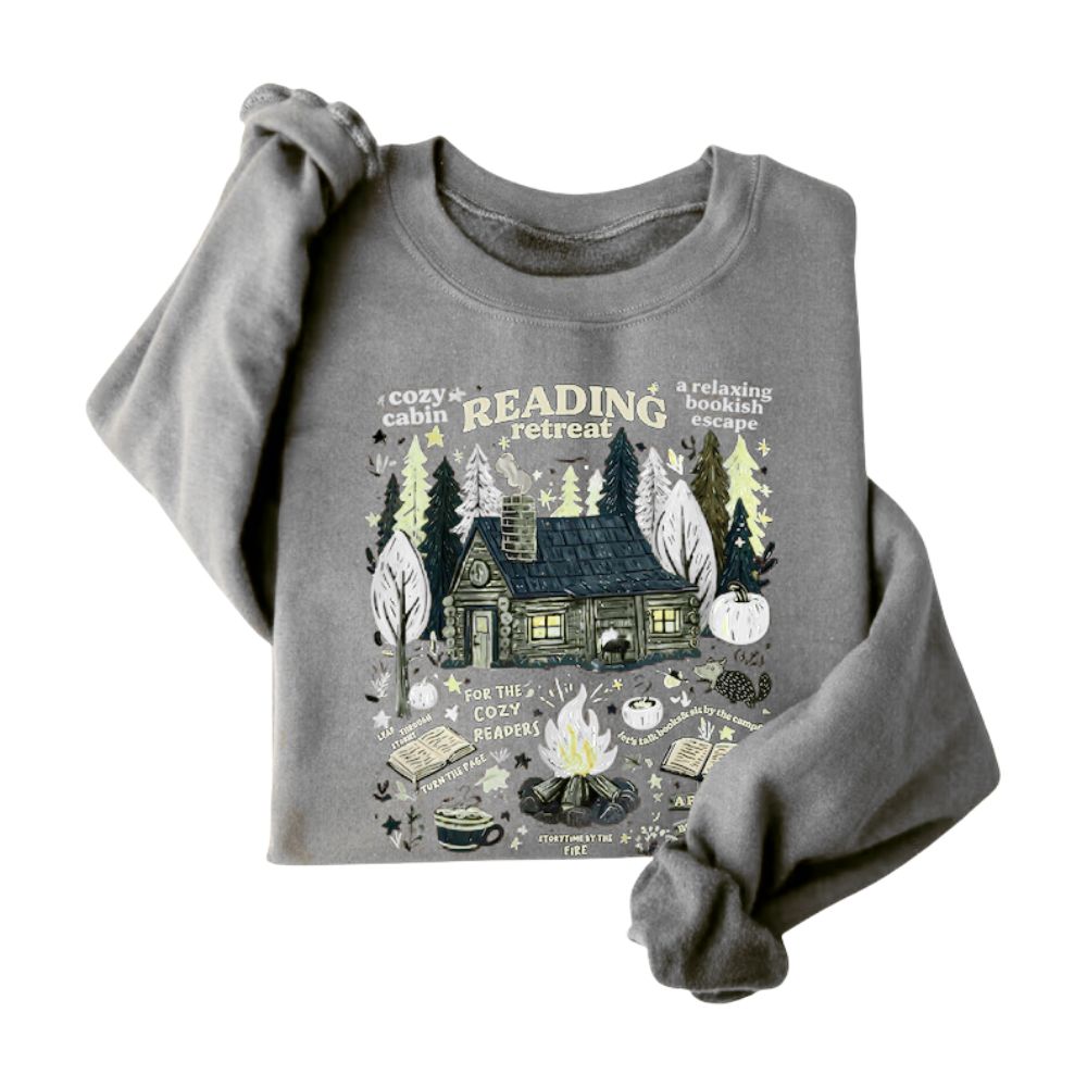 Cozy Cabin Reading Retreat Sweatshirt, Fall Bookish Sweatshirt 2D0071