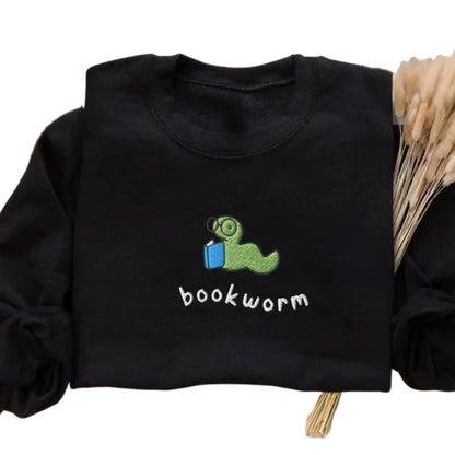 Bookworm Embroidered Sweatshirt, Reading Book Lover Embroidered Sweatshirt 2D0077