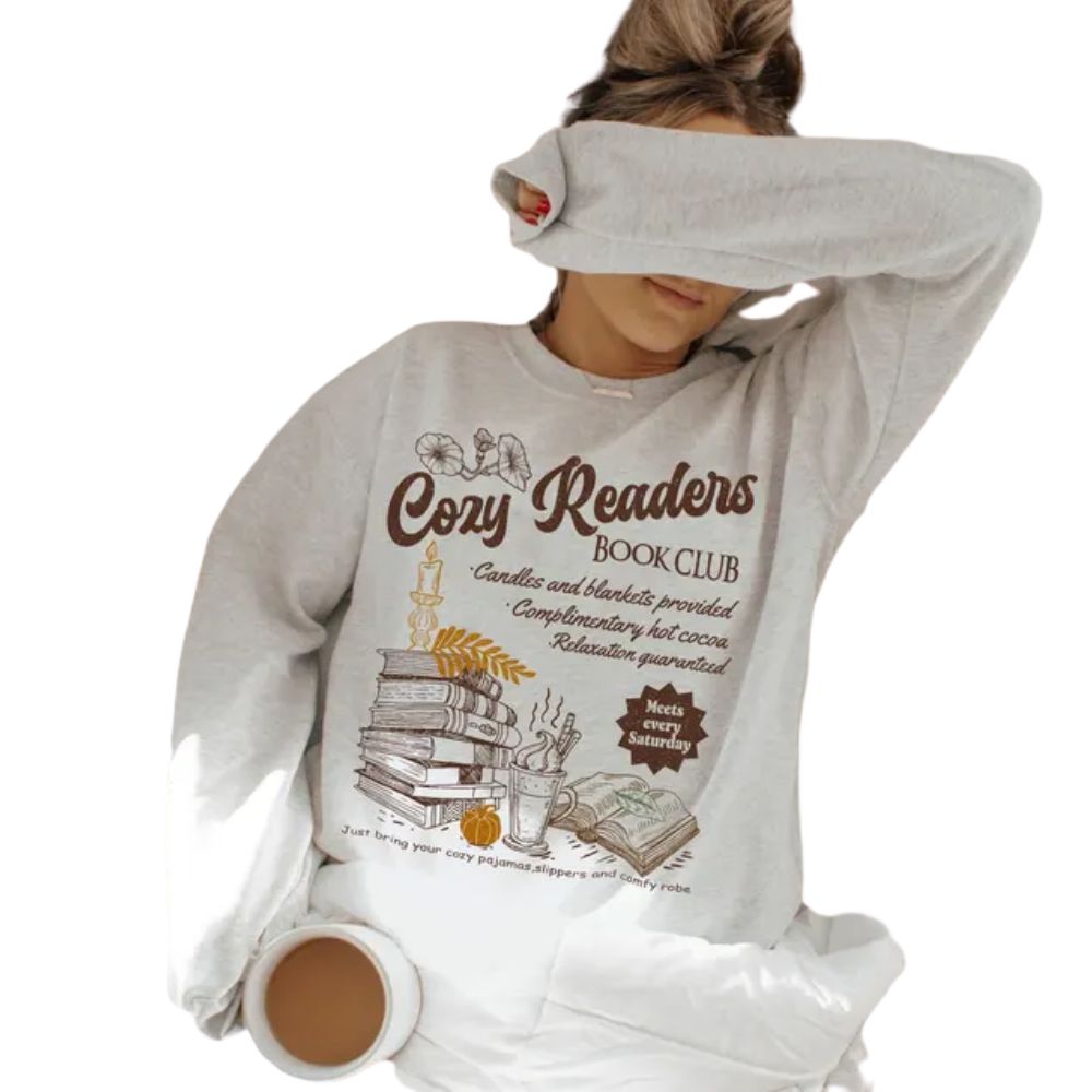 Cozy Reader Book Club Sweatshirt, Coffee And Book Lover Sweatshirt, Book Club Sweatshirt 2D0080