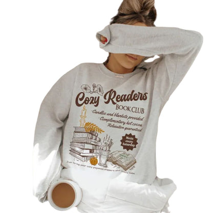 Cozy Reader Book Club Sweatshirt, Coffee And Book Lover Sweatshirt, Book Club Sweatshirt 2D0080
