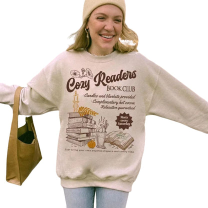 Cozy Reader Book Club Sweatshirt, Coffee And Book Lover Sweatshirt, Book Club Sweatshirt 2D0080