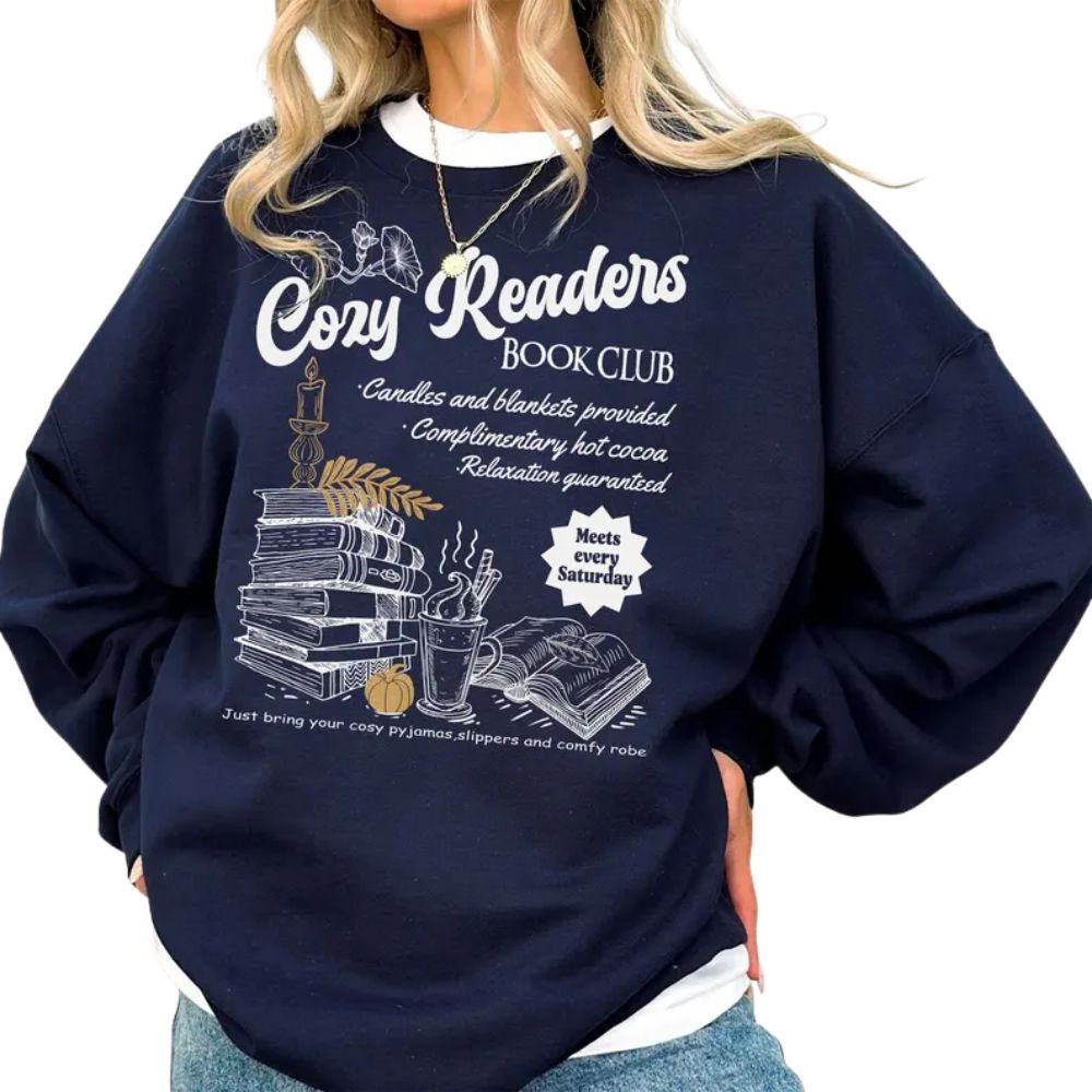 Cozy Reader Book Club Sweatshirt, Coffee And Book Lover Sweatshirt, Book Club Sweatshirt 2D0080