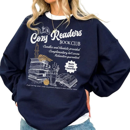 Cozy Reader Book Club Sweatshirt, Coffee And Book Lover Sweatshirt, Book Club Sweatshirt 2D0080