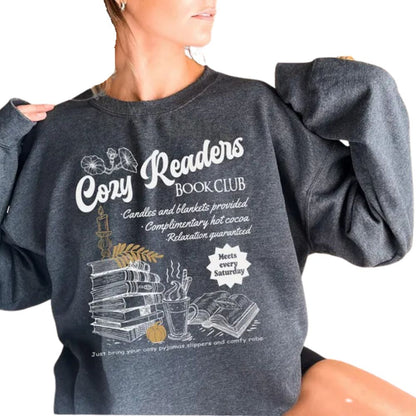 Cozy Reader Book Club Sweatshirt, Coffee And Book Lover Sweatshirt, Book Club Sweatshirt 2D0080