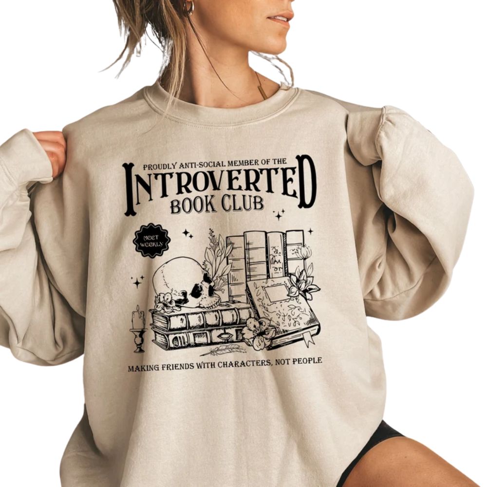 Proudly Anti Social Member Of The Introverted Book Club Sweatshirt, Introverted Book Club Sweatshirt 2D0083