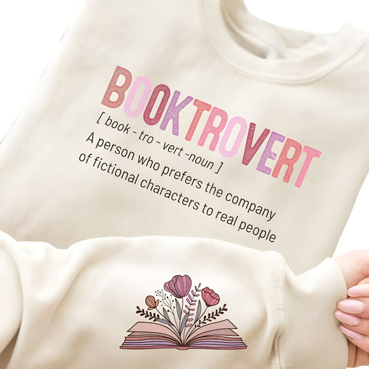 Funny Booktrovert Definition Sweatshirt For Women, Floral  Funny Book Lover Sweatshirt 2D0096