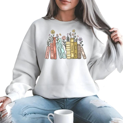 There Is No Such Thing As Too Many Books Sweatshirt, Floral Book Sweatshirt 2D0100