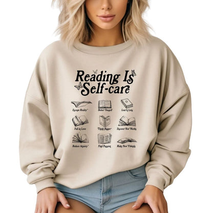Reading Is Self Care Sweatshirt, Reading Book Lover Sweatshirt 2D0103