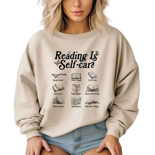 Reading Is Self Care Sweatshirt, Reading Book Lover Sweatshirt 2D0103