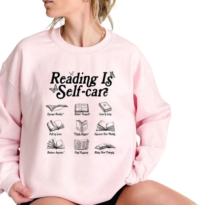 Reading Is Self Care Sweatshirt, Reading Book Lover Sweatshirt 2D0103