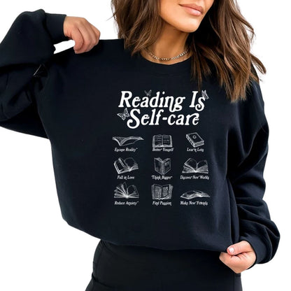 Reading Is Self Care Sweatshirt, Reading Book Lover Sweatshirt 2D0103