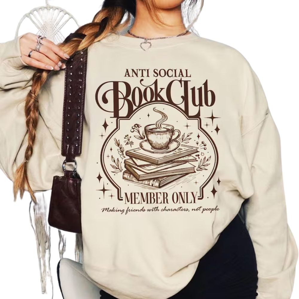 Anti Social Book Club Green Sweatshirt, Book Club Sweatshirt 2D0105