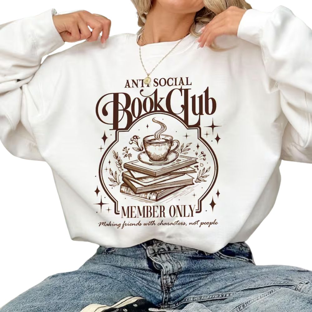 Anti Social Book Club Green Sweatshirt, Book Club Sweatshirt 2D0105