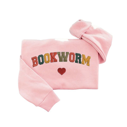 Embroidered Bookworm Sweatshirt, Reading Book Lover Sweatshirt 2D0114