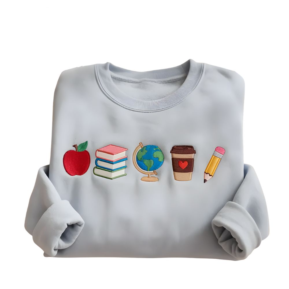 Embroidered Teacher Sweatshirt, Teacher Icon Embroidered Sweatshirt 2D0117
