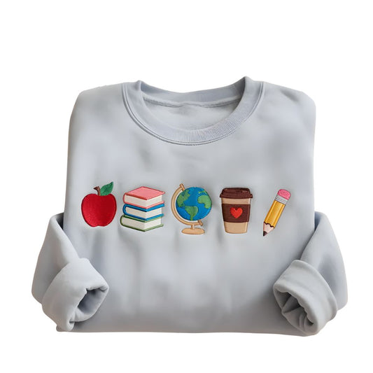 Embroidered Teacher Sweatshirt, Teacher Icon Embroidered Sweatshirt 2D0117
