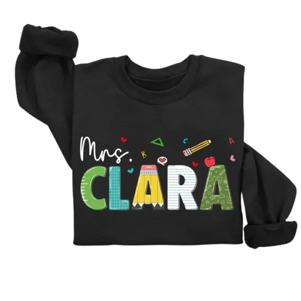 Custom Mrs Kindergarten Elementary Teacher Sweatshirt, Custom Teacher Sweatshirt 2D0119