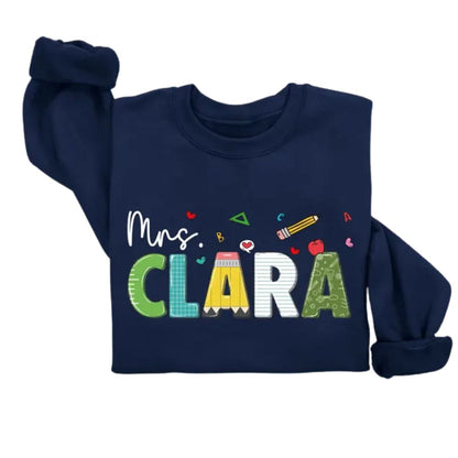 Custom Mrs Kindergarten Elementary Teacher Sweatshirt, Custom Teacher Sweatshirt 2D0119