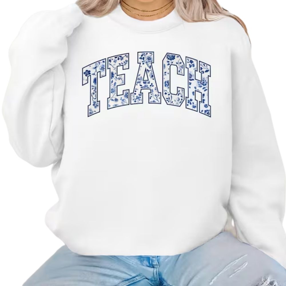 Floral Teach Sweatshirt Womens, Floral Teacher Sweatshirt 2D0121