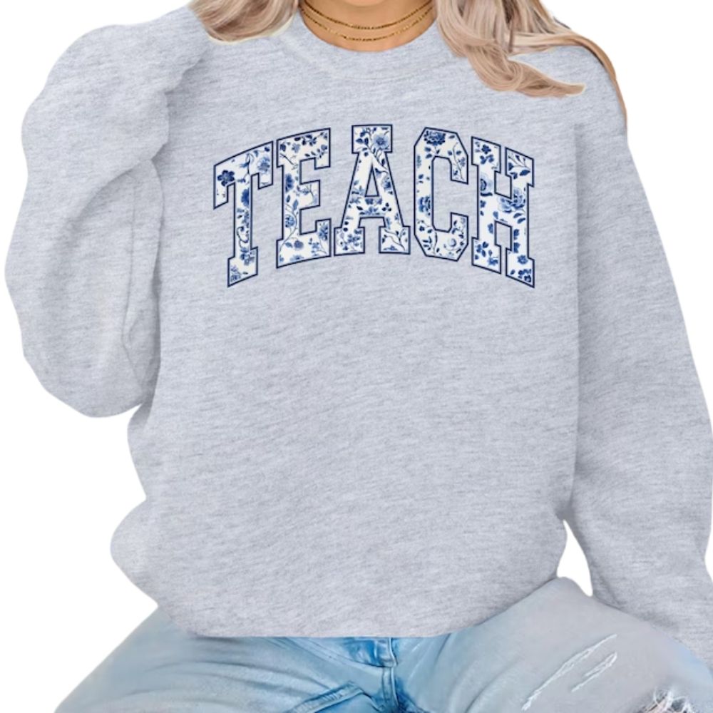Floral Teach Sweatshirt Womens, Floral Teacher Sweatshirt 2D0121