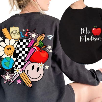 Custom Retro Teacher Sweatshirt For Women, Custom Teacher Sweatshirt 2D0123