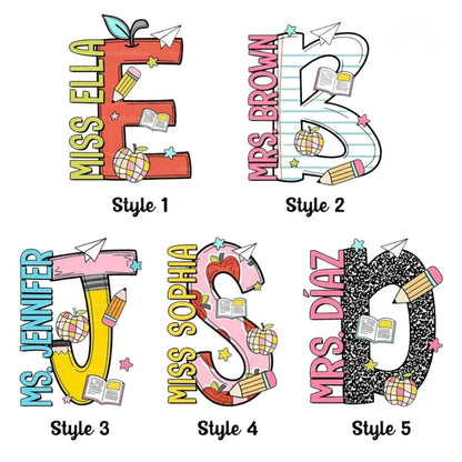 Custom Alphabet Teacher Sweatshirt For Women, Custom Teacher Sweatshirt 2D0150