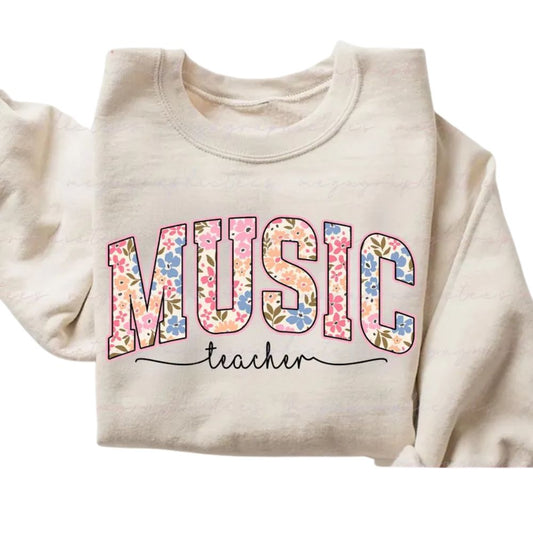 Floral Music Teacher Sweatshirt Womens, Music Teacher Sweatshirt 2D0174