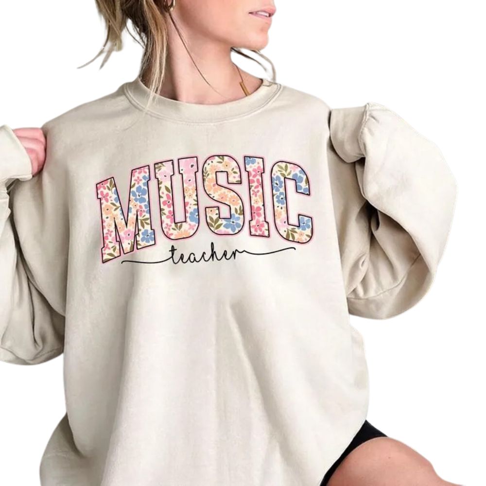 Floral Music Teacher Sweatshirt Womens, Music Teacher Sweatshirt 2D0174
