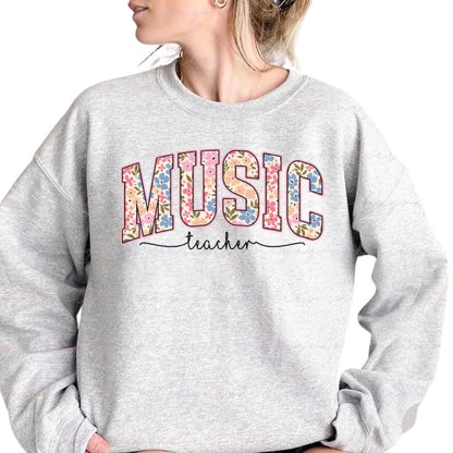 Floral Music Teacher Sweatshirt Womens, Music Teacher Sweatshirt 2D0174