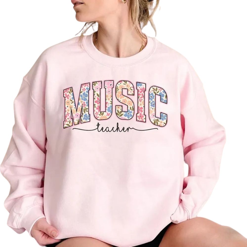 Floral Music Teacher Sweatshirt Womens, Music Teacher Sweatshirt 2D0174