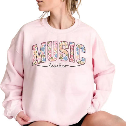Floral Music Teacher Sweatshirt Womens, Music Teacher Sweatshirt 2D0174