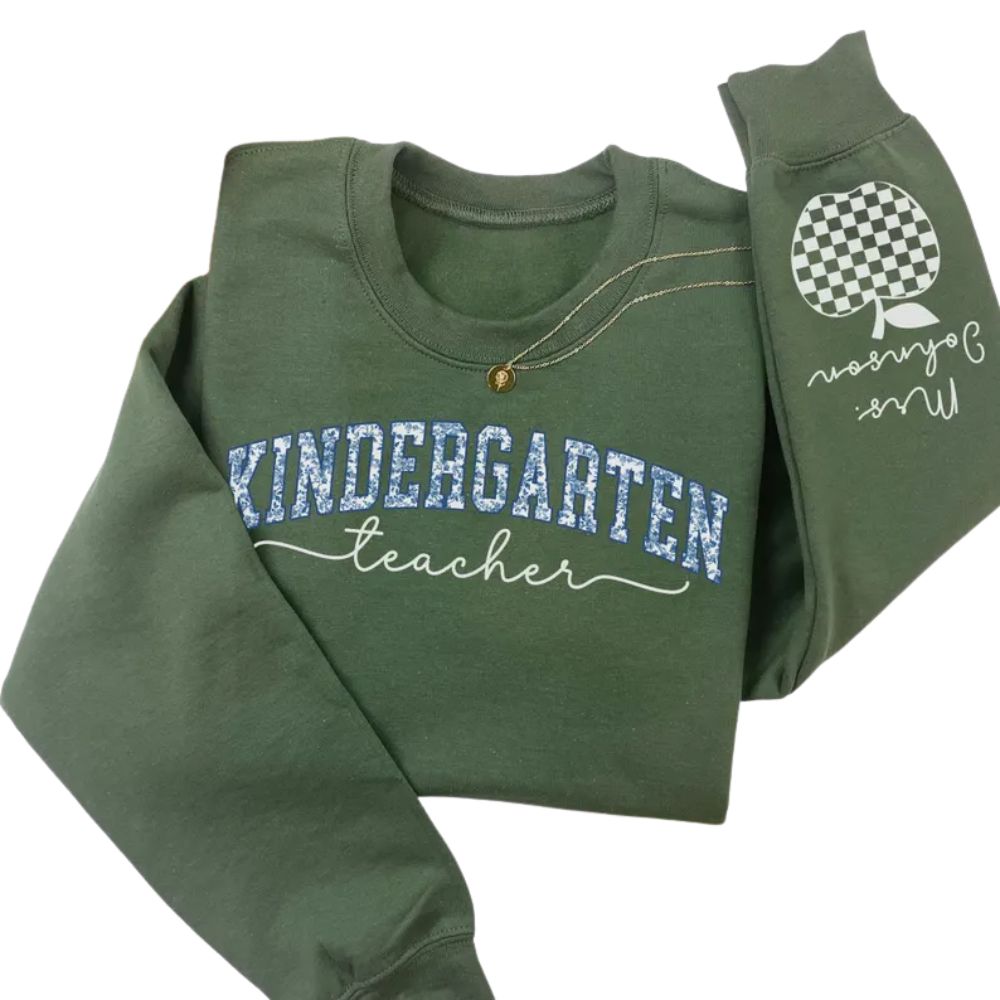 Custom Mrs Kindergarten Teacher Sweatshirt, Custom Kindergarten Sweatshirt Teacher 2D0176