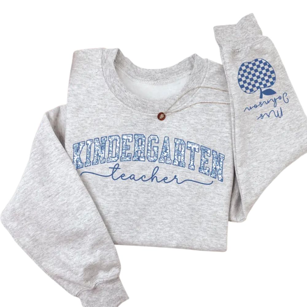 Custom Mrs Kindergarten Teacher Sweatshirt, Custom Kindergarten Sweatshirt Teacher 2D0176