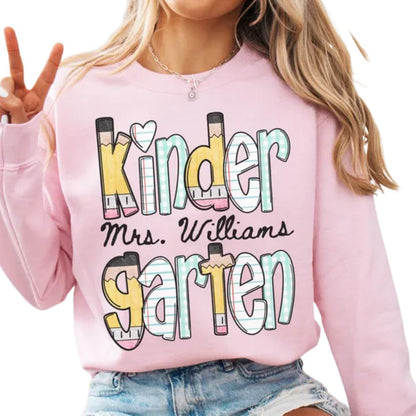Custom Cute Kindergarten Teacher Sweatshirt For Women, Custom Kindergarten Teacher Sweatshirt 2D0177