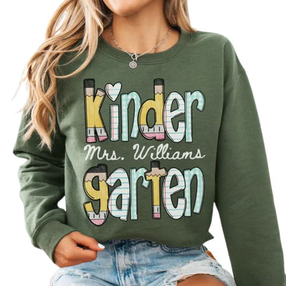 Custom Cute Kindergarten Teacher Sweatshirt For Women, Custom Kindergarten Teacher Sweatshirt 2D0177