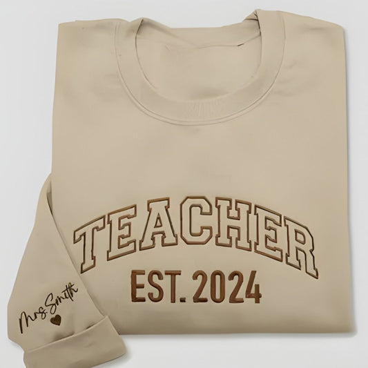 Custom Mrs Embroidered Teacher Sweatshirts, Custom Teacher Sweatshirt 2D0179