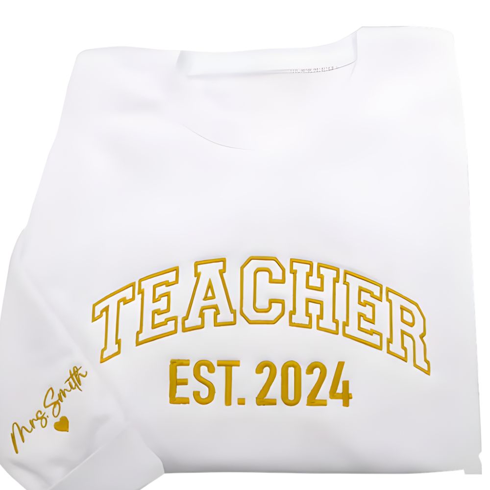 Custom Mrs Embroidered Teacher Sweatshirts, Custom Teacher Sweatshirt 2D0179
