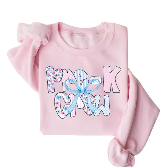 Cute Pre K Crew Teacher Sweatshirt Womens, Preschool Teacher Sweatshirts 2D0180